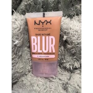 NYX MAKEUP BARE WITH ME BLUR Blurring Tint Foundation 12: Medium Dark Sealed